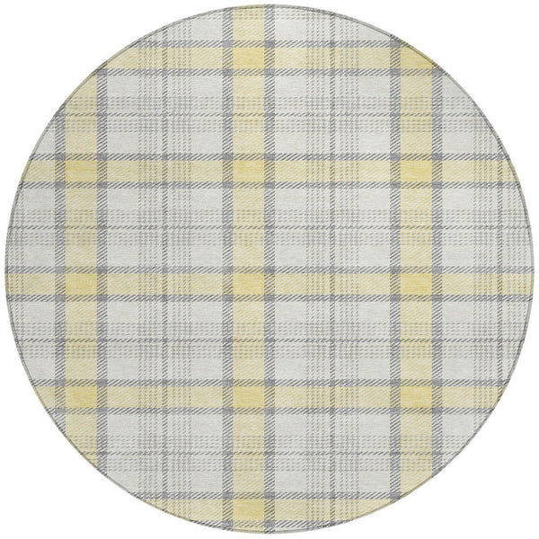 Homeroots 3' Aqua And Gray Plaid Washable Area Rug - Durable Indoor Outdoor Design For High Traffic Spaces 8' Round Polyester 601376