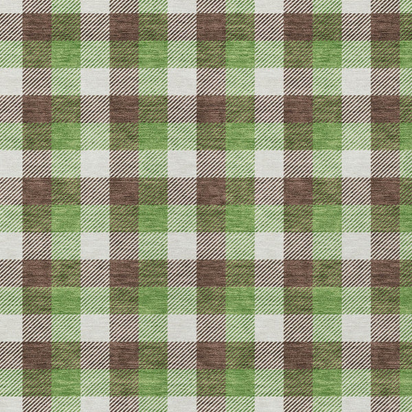 Homeroots 3' Stylish Brown Green Beige Plaid Washable Rug For Indoor And Outdoor Use - Durable And Chic 3' X 5' Polyester 601380