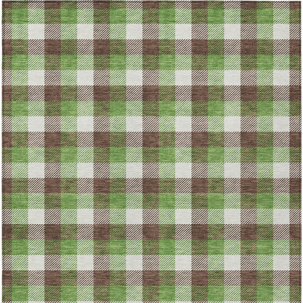 Homeroots 3' Stylish Brown Green Beige Plaid Washable Rug For Indoor And Outdoor Use - Durable And Chic 5' X 8' Polyester 601381
