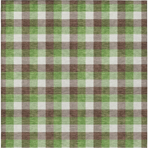 Homeroots 3' Stylish Brown Green Beige Plaid Washable Rug For Indoor And Outdoor Use - Durable And Chic 8' X 10' Polyester 601383