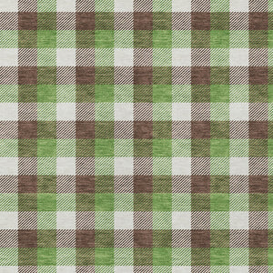 Homeroots 3' Stylish Brown Green Beige Plaid Washable Rug For Indoor And Outdoor Use - Durable And Chic 9' X 12' Polyester 601384