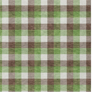 Homeroots 3' Stylish Brown Green Beige Plaid Washable Rug For Indoor And Outdoor Use - Durable And Chic 10' X 14' Polyester 601385
