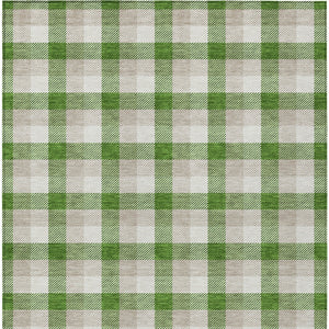 Homeroots 3' Stylish Brown Green Beige Plaid Washable Rug For Indoor And Outdoor Use - Durable And Chic 5' X 8' Polyester 601387