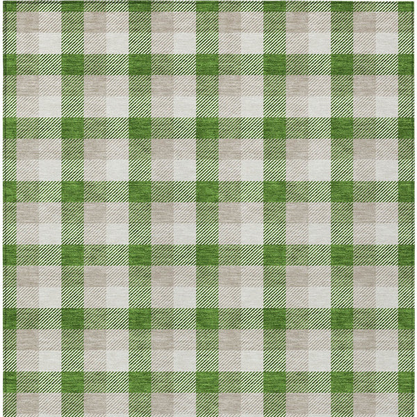Homeroots 3' Stylish Brown Green Beige Plaid Washable Rug For Indoor And Outdoor Use - Durable And Chic 5' X 8' Polyester 601387