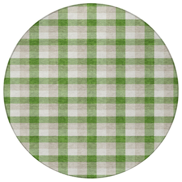 Homeroots 3' Stylish Brown Green Beige Plaid Washable Rug For Indoor And Outdoor Use - Durable And Chic 8' Round Polyester 601388