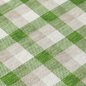 Homeroots 3' Stylish Brown Green Beige Plaid Washable Rug For Indoor And Outdoor Use - Durable And Chic 8' Round Polyester 601388