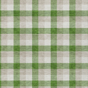 Homeroots 3' Stylish Brown Green Beige Plaid Washable Rug For Indoor And Outdoor Use - Durable And Chic 8' X 10' Polyester 601389