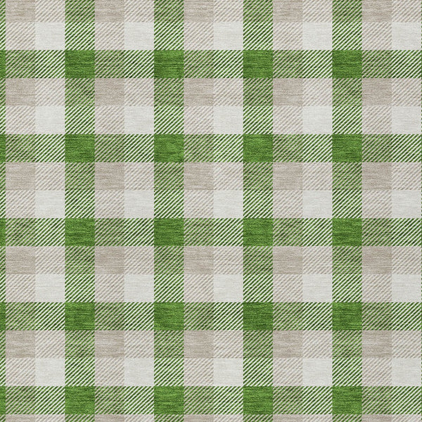 Homeroots 3' Stylish Brown Green Beige Plaid Washable Rug For Indoor And Outdoor Use - Durable And Chic 8' X 10' Polyester 601389