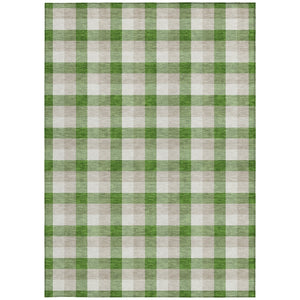 Homeroots 3' Stylish Brown Green Beige Plaid Washable Rug For Indoor And Outdoor Use - Durable And Chic 9' X 12' Polyester 601390