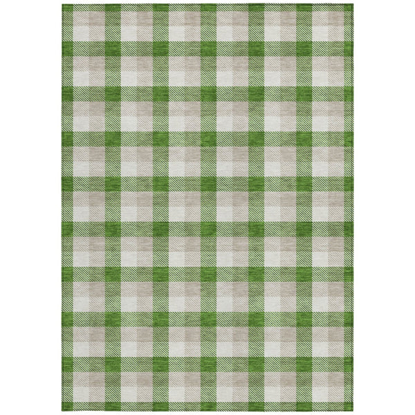 Homeroots 3' Stylish Brown Green Beige Plaid Washable Rug For Indoor And Outdoor Use - Durable And Chic 9' X 12' Polyester 601390