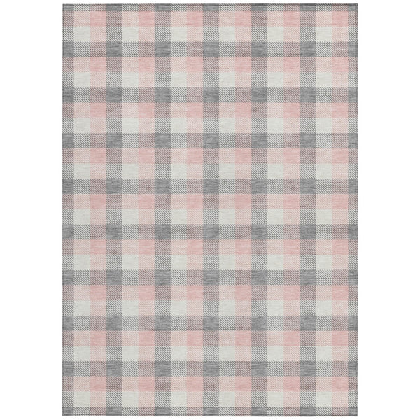 Homeroots 3' Stylish Brown Green Beige Plaid Washable Rug For Indoor And Outdoor Use - Durable And Chic 3' X 5' Polyester 601392