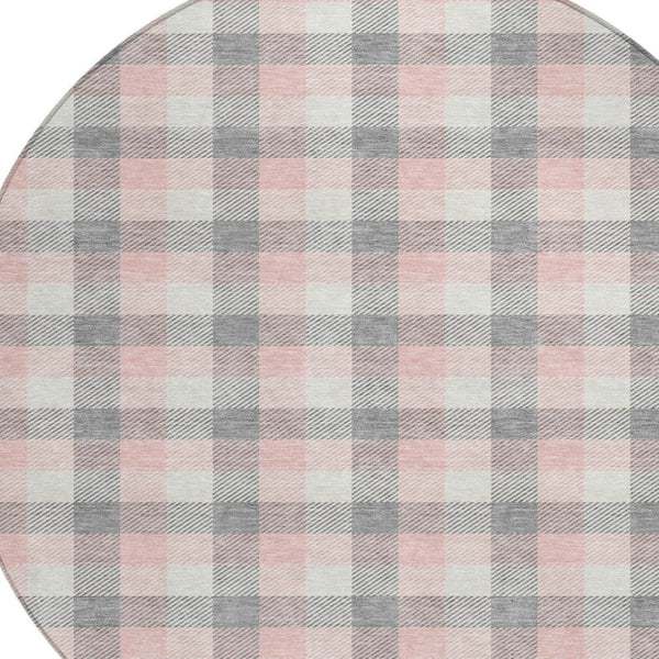 Homeroots 3' Stylish Brown Green Beige Plaid Washable Rug For Indoor And Outdoor Use - Durable And Chic 8' Round Polyester 601394