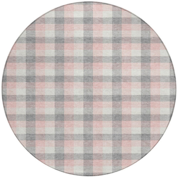 Homeroots 3' Stylish Brown Green Beige Plaid Washable Rug For Indoor And Outdoor Use - Durable And Chic 8' Round Polyester 601394
