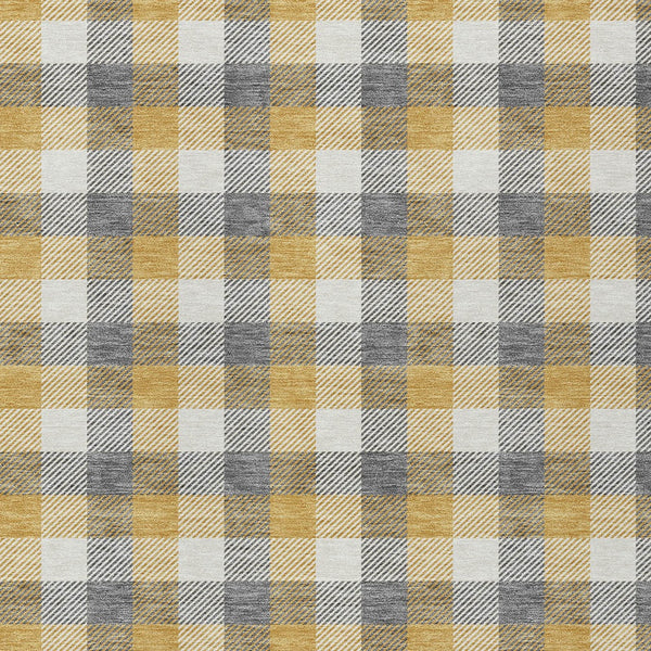 Homeroots 3' Stylish Brown Green Beige Plaid Washable Rug For Indoor And Outdoor Use - Durable And Chic 3' X 5' Polyester 601398