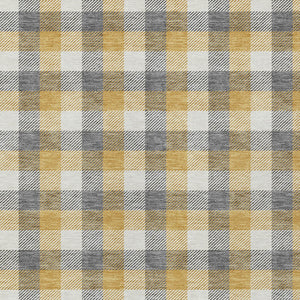 Homeroots 3' Stylish Brown Green Beige Plaid Washable Rug For Indoor And Outdoor Use - Durable And Chic 5' X 8' Polyester 601399