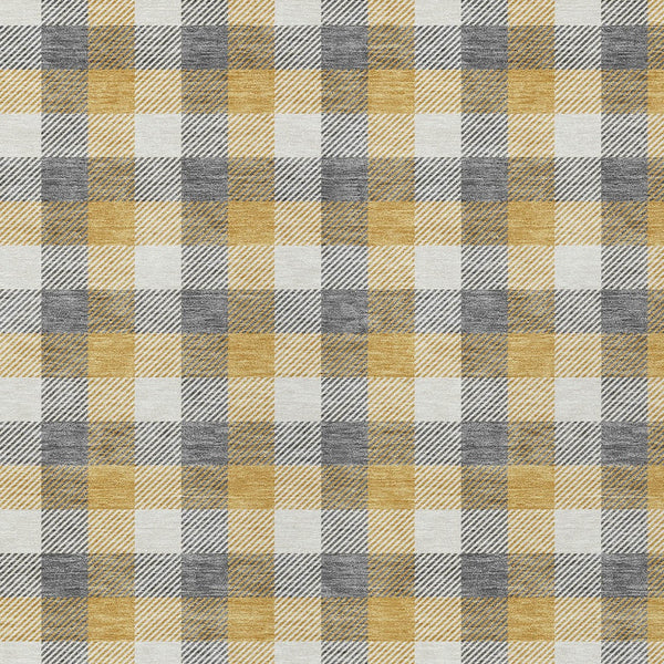 Homeroots 3' Stylish Brown Green Beige Plaid Washable Rug For Indoor And Outdoor Use - Durable And Chic 5' X 8' Polyester 601399