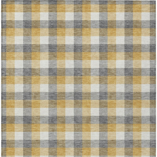 Homeroots 3' Stylish Brown Green Beige Plaid Washable Rug For Indoor And Outdoor Use - Durable And Chic 5' X 8' Polyester 601399