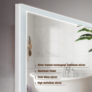 English Elm 48*32In Led Framed Bathroom Vanity Mirror - Anti-Fog, Adjustable Lighting, Durable & Stylish Design W2709P268900