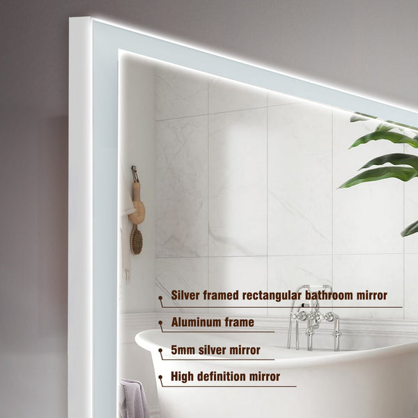 English Elm 48*32In Led Framed Bathroom Vanity Mirror - Anti-Fog, Adjustable Lighting, Durable & Stylish Design W2709P268900