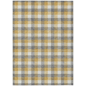 HomeRoots 5' Stylish Gray Tan Beige Plaid Washable Area Rug for Indoor Outdoor Use - Durable, Easy-Care Design 8' X 10' 601401