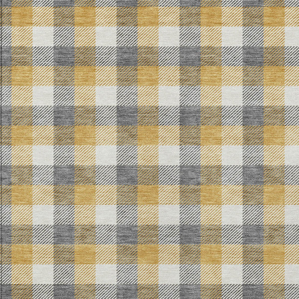 Homeroots 3' Stylish Brown Green Beige Plaid Washable Rug For Indoor And Outdoor Use - Durable And Chic 8' X 10' Polyester 601401