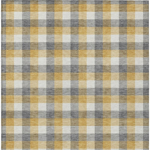 HomeRoots 5' Stylish Gray Tan Beige Plaid Washable Area Rug for Indoor Outdoor Use - Durable, Easy-Care Design 8' X 10' 601401