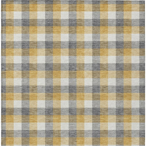 Homeroots 3' Stylish Brown Green Beige Plaid Washable Rug For Indoor And Outdoor Use - Durable And Chic 9' X 12' Polyester 601402