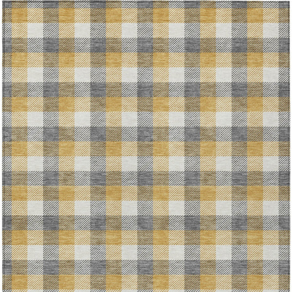 Homeroots 3' Stylish Brown Green Beige Plaid Washable Rug For Indoor And Outdoor Use - Durable And Chic 9' X 12' Polyester 601402