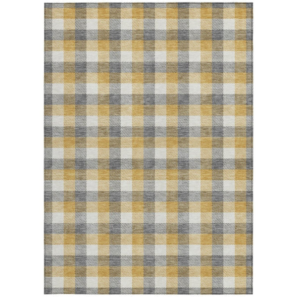 HomeRoots 9' Classic Plaid Area Rug in Gray, Tan & Beige - Washable, Durable for Indoor & Outdoor Spaces 601402