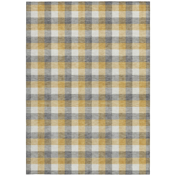 Homeroots 3' Stylish Brown Green Beige Plaid Washable Rug For Indoor And Outdoor Use - Durable And Chic 10' X 14' Polyester 601403