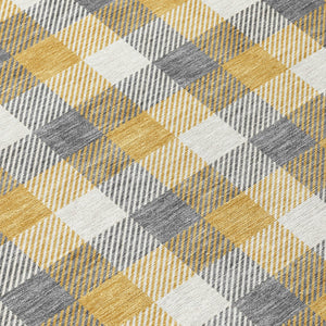 Homeroots 3' Stylish Brown Green Beige Plaid Washable Rug For Indoor And Outdoor Use - Durable And Chic 10' X 14' Polyester 601403