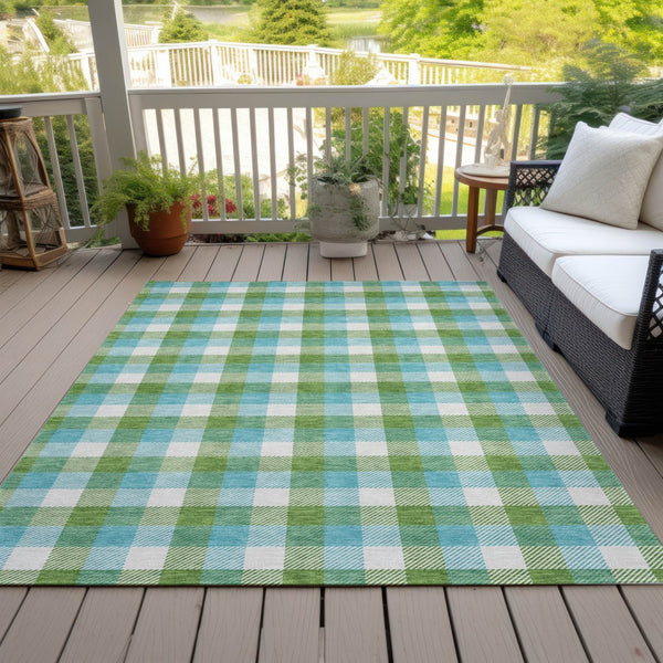 Homeroots 3' Stylish Brown Green Beige Plaid Washable Rug For Indoor And Outdoor Use - Durable And Chic 3' X 5' Polyester 601404