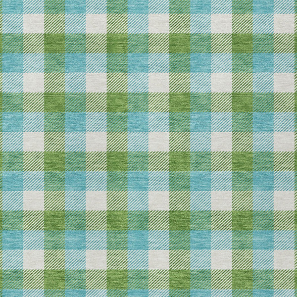 Homeroots 3' Stylish Brown Green Beige Plaid Washable Rug For Indoor And Outdoor Use - Durable And Chic 3' X 5' Polyester 601404