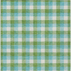 Homeroots 3' Stylish Brown Green Beige Plaid Washable Rug For Indoor And Outdoor Use - Durable And Chic 3' X 5' Polyester 601404