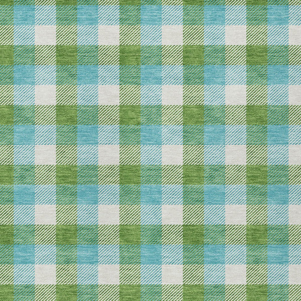 Homeroots 3' Stylish Brown Green Beige Plaid Washable Rug For Indoor And Outdoor Use - Durable And Chic 5' X 8' Polyester 601405