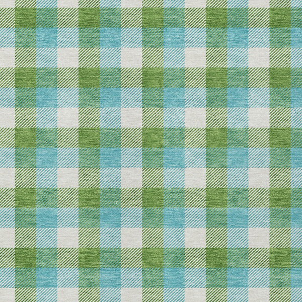Homeroots 3' Stylish Brown Green Beige Plaid Washable Rug For Indoor And Outdoor Use - Durable And Chic 9' X 12' Polyester 601408