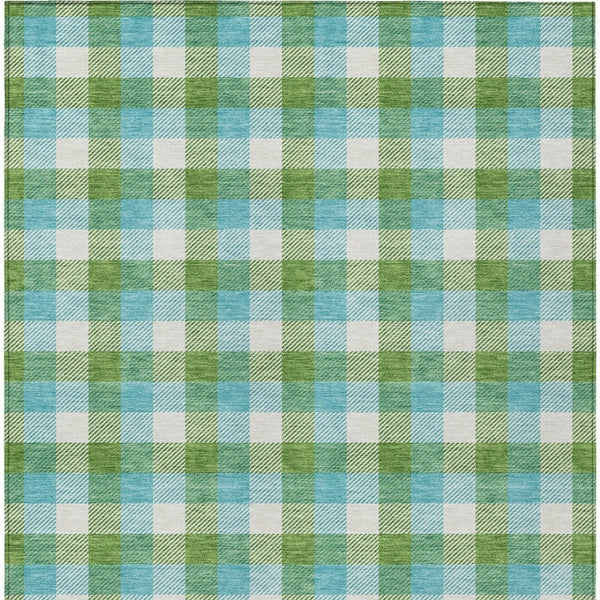 Homeroots 3' Stylish Brown Green Beige Plaid Washable Rug For Indoor And Outdoor Use - Durable And Chic 9' X 12' Polyester 601408