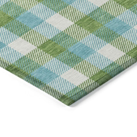 Homeroots 3' Stylish Brown Green Beige Plaid Washable Rug For Indoor And Outdoor Use - Durable And Chic 10' X 14' Polyester 601409