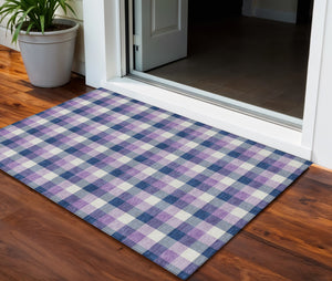 Homeroots 3' Stylish Brown Green Beige Plaid Washable Rug For Indoor And Outdoor Use - Durable And Chic 3' X 5' Polyester 601410