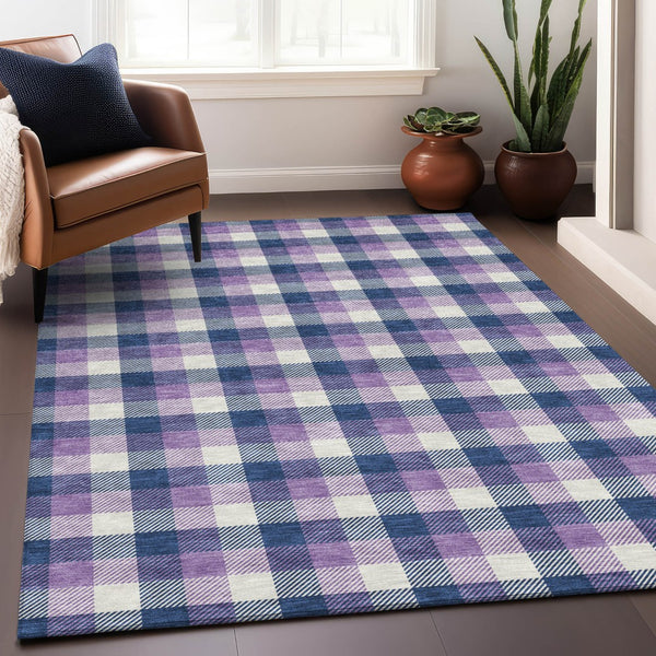 Homeroots 3' Stylish Brown Green Beige Plaid Washable Rug For Indoor And Outdoor Use - Durable And Chic 3' X 5' Polyester 601410