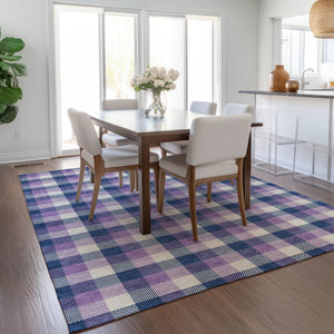 Homeroots 3' Stylish Brown Green Beige Plaid Washable Rug For Indoor And Outdoor Use - Durable And Chic 3' X 5' Polyester 601410
