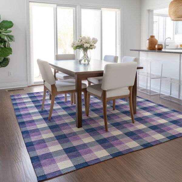 Homeroots 3' Stylish Brown Green Beige Plaid Washable Rug For Indoor And Outdoor Use - Durable And Chic 3' X 5' Polyester 601410