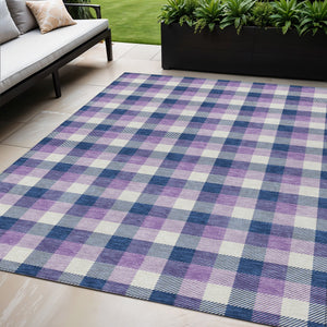 Homeroots 3' Stylish Brown Green Beige Plaid Washable Rug For Indoor And Outdoor Use - Durable And Chic 5' X 8' Polyester 601411