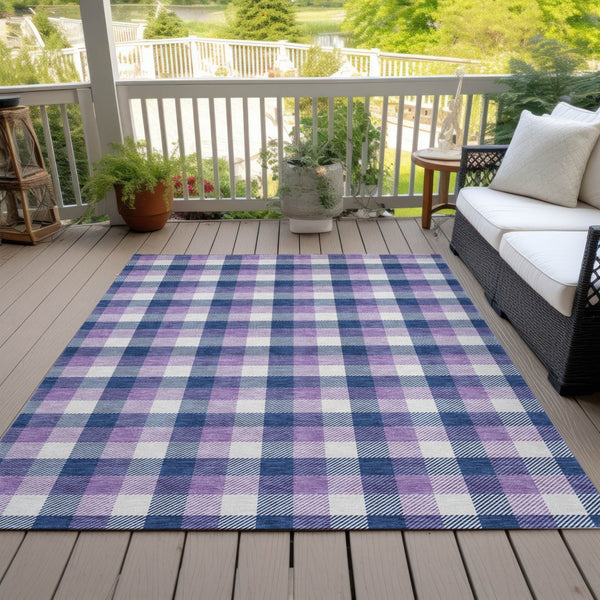 Homeroots 3' Stylish Brown Green Beige Plaid Washable Rug For Indoor And Outdoor Use - Durable And Chic 5' X 8' Polyester 601411