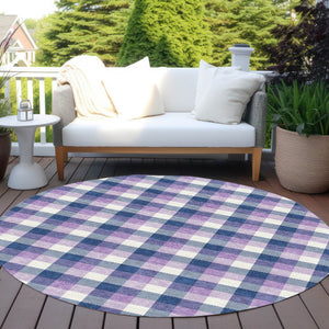 Homeroots 3' Stylish Brown Green Beige Plaid Washable Rug For Indoor And Outdoor Use - Durable And Chic 8' Round Polyester 601412