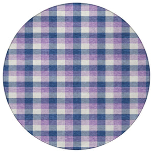 Homeroots 3' Stylish Brown Green Beige Plaid Washable Rug For Indoor And Outdoor Use - Durable And Chic 8' Round Polyester 601412