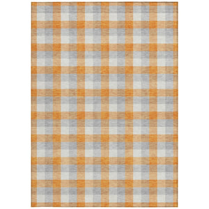 Homeroots 3' Stylish Brown Green Beige Plaid Washable Rug For Indoor And Outdoor Use - Durable And Chic 5' X 8' Polyester 601417