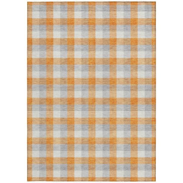 Homeroots 3' Stylish Brown Green Beige Plaid Washable Rug For Indoor And Outdoor Use - Durable And Chic 5' X 8' Polyester 601417