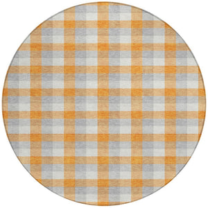 Homeroots 3' Stylish Brown Green Beige Plaid Washable Rug For Indoor And Outdoor Use - Durable And Chic 8' Round Polyester 601418