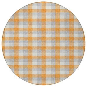 Homeroots 3' Stylish Brown Green Beige Plaid Washable Rug For Indoor And Outdoor Use - Durable And Chic 8' Round Polyester 601418